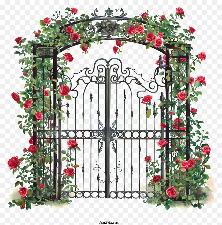 Fleurs De Porte De Jardin De Printemps，Arche De Jardin PNG