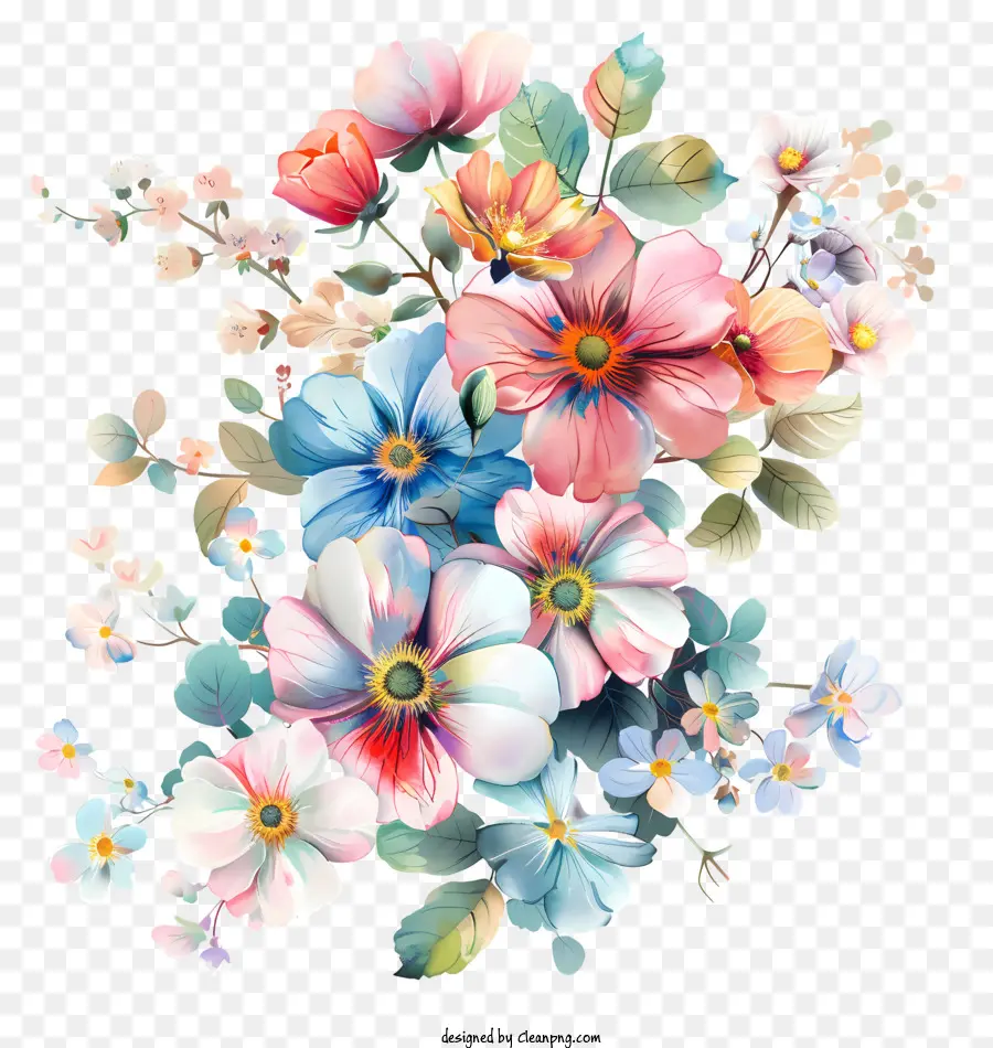 Bonjour Le Printemps，Bouquet De Fleurs PNG