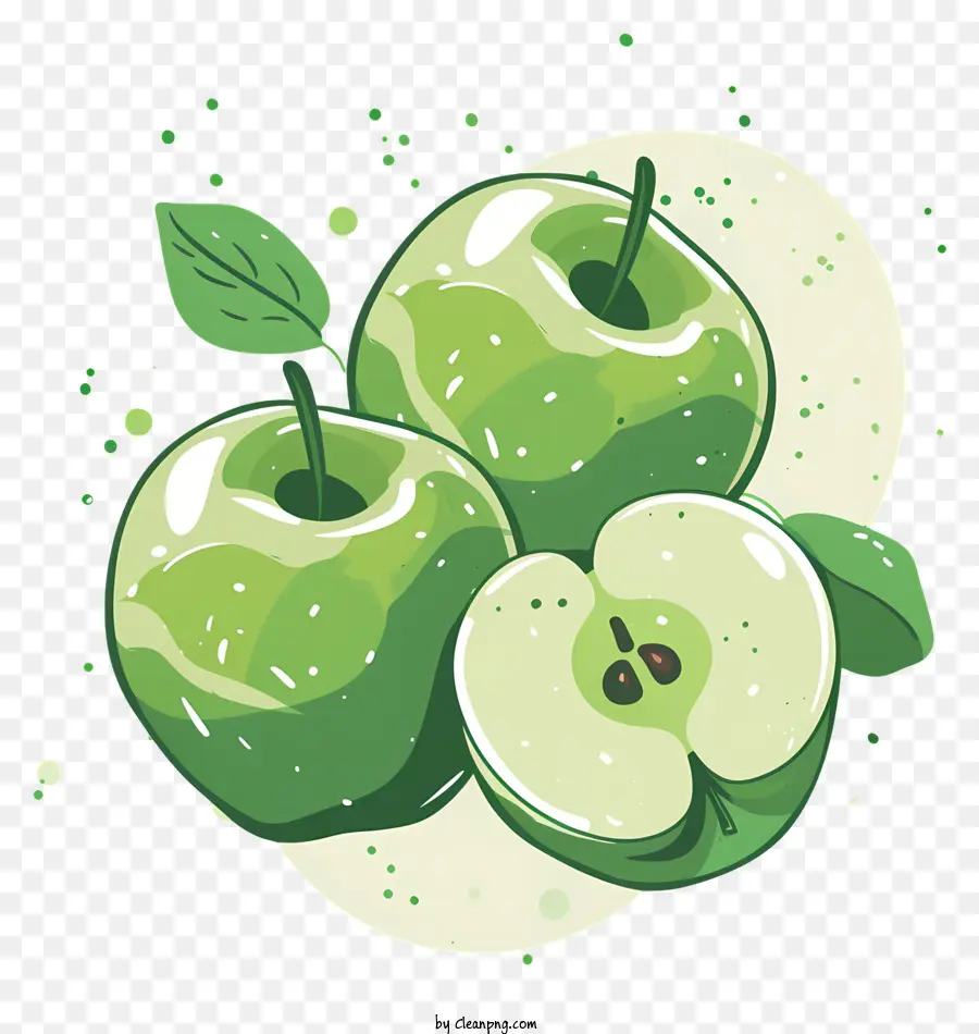 Pommes Vertes，Pommes Moitié PNG