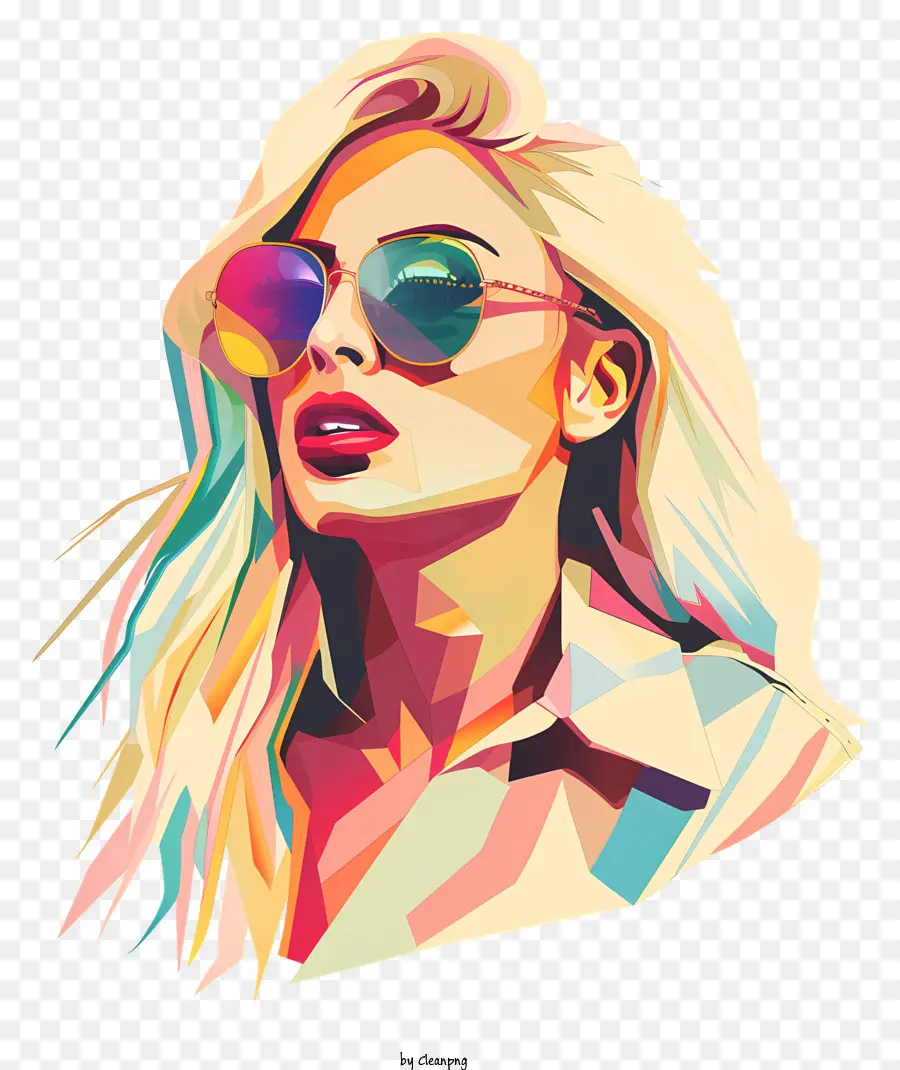 Lady Gaga，Femme Colorée Avec Des Lunettes De Soleil PNG