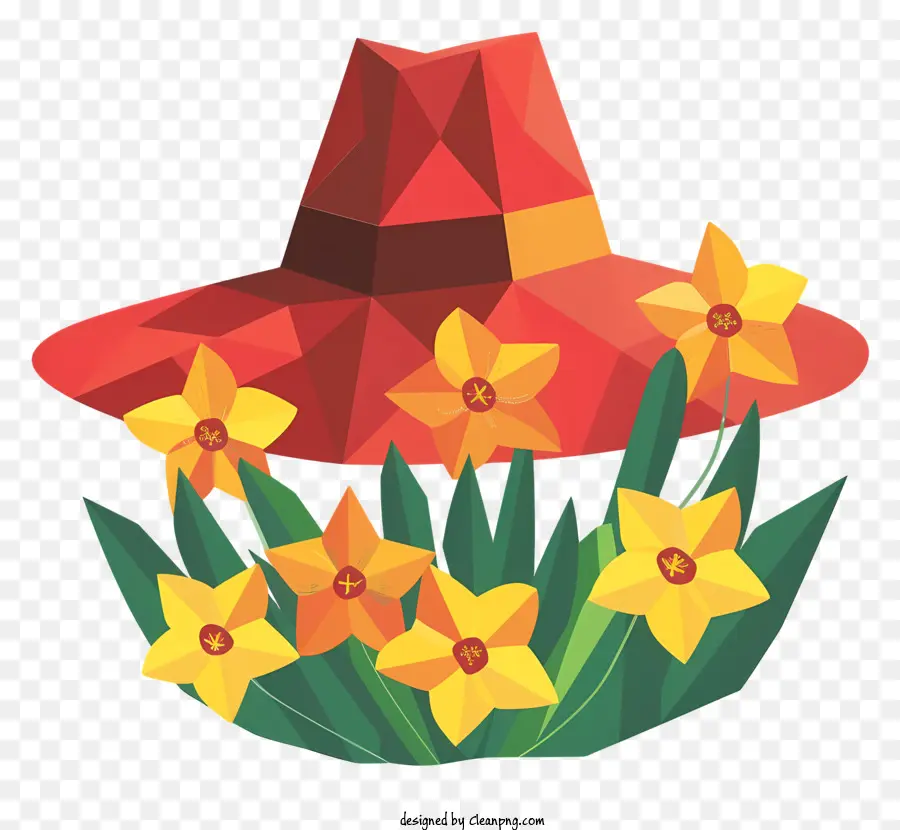 Fête De La Saint David，Chapeau Avec Jonquilles PNG