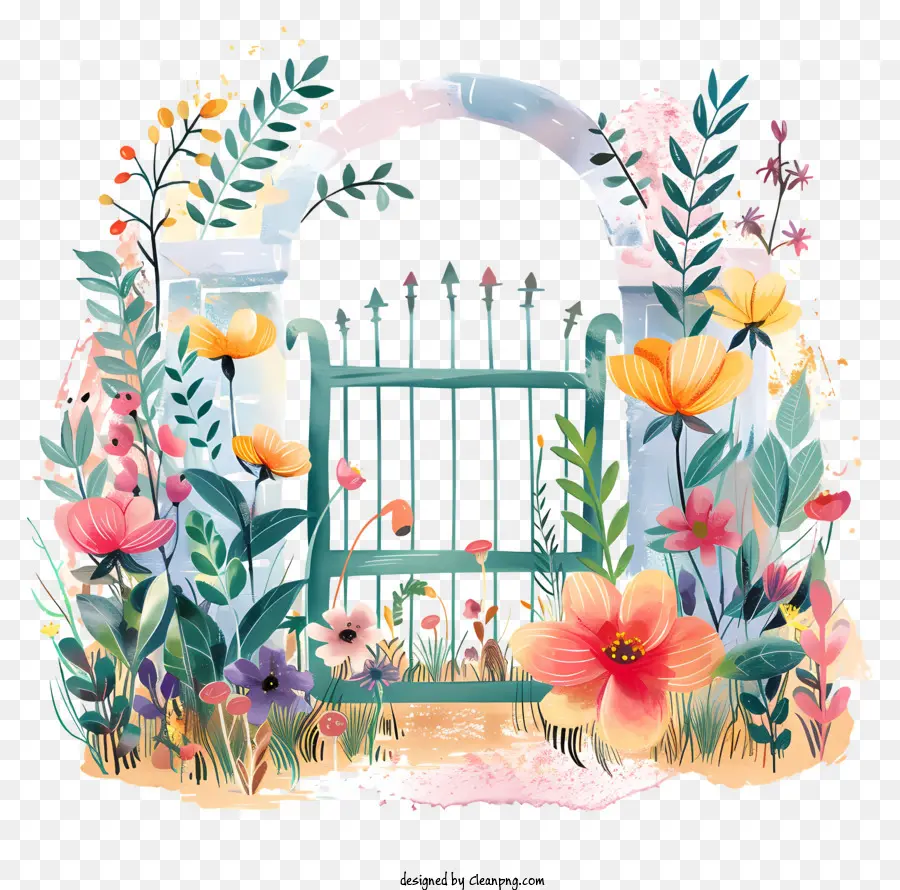 Porte De Jardin De Printemps，Porte De Jardin PNG