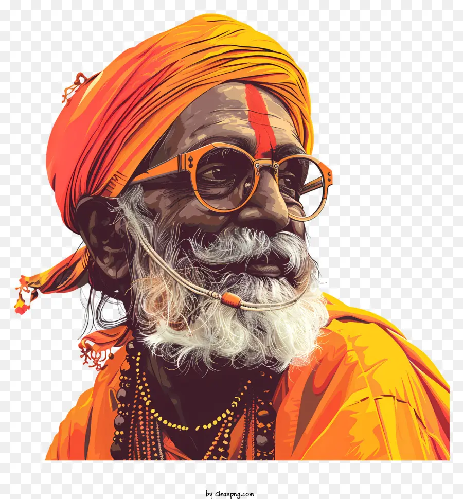 Les Indiens，Turban Orange PNG