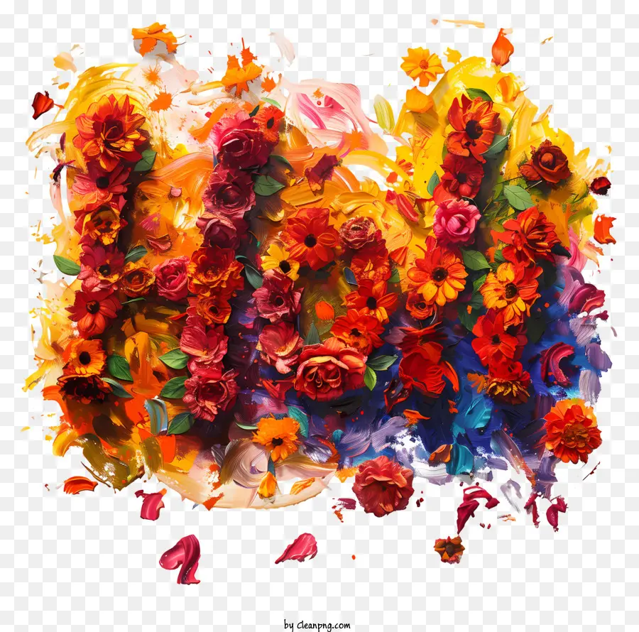 Holi，Texte Holi Avec Des Fleurs PNG