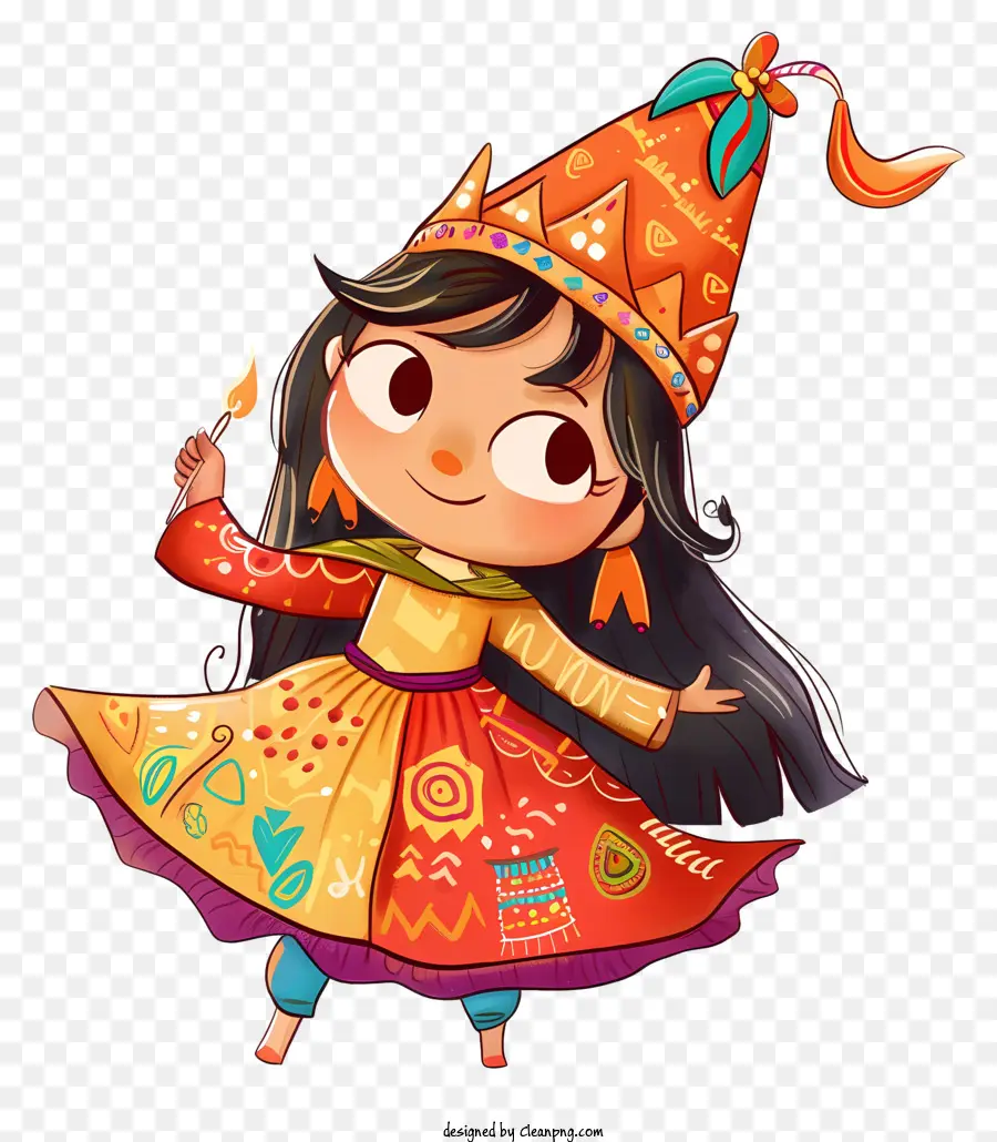 Pourim，Fille En Costume Coloré PNG