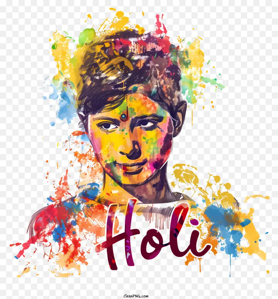 Holi，Garçon Aux Couleurs De Holi PNG