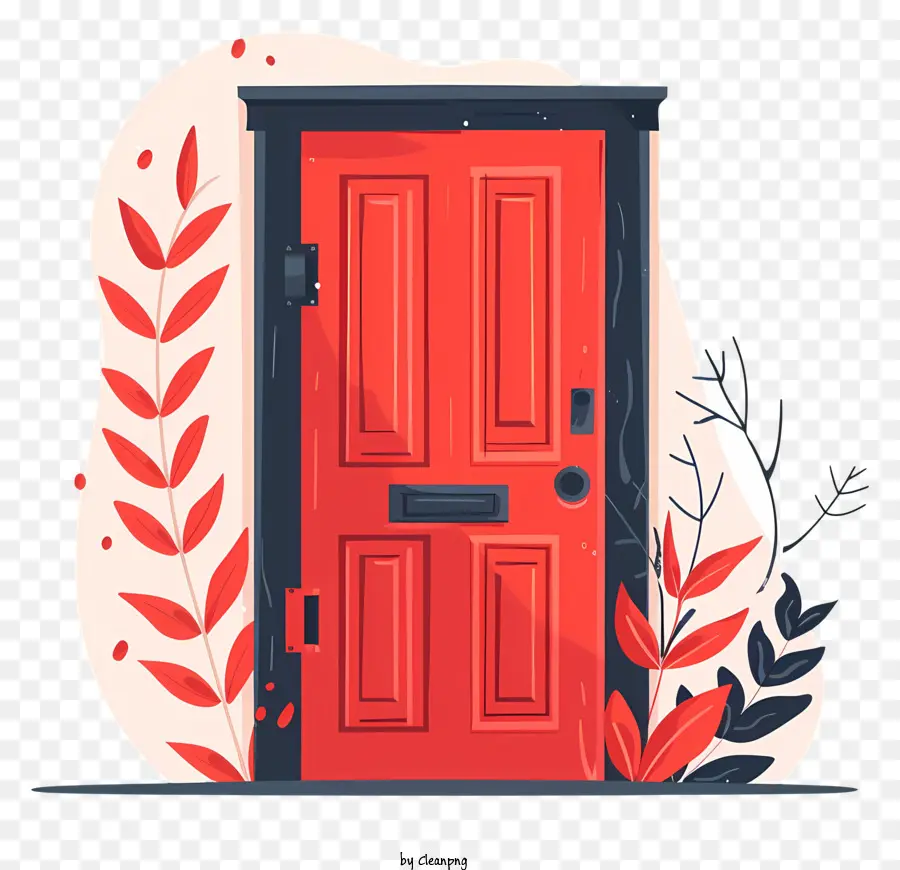 Porte En Bois，Porte Rouge PNG