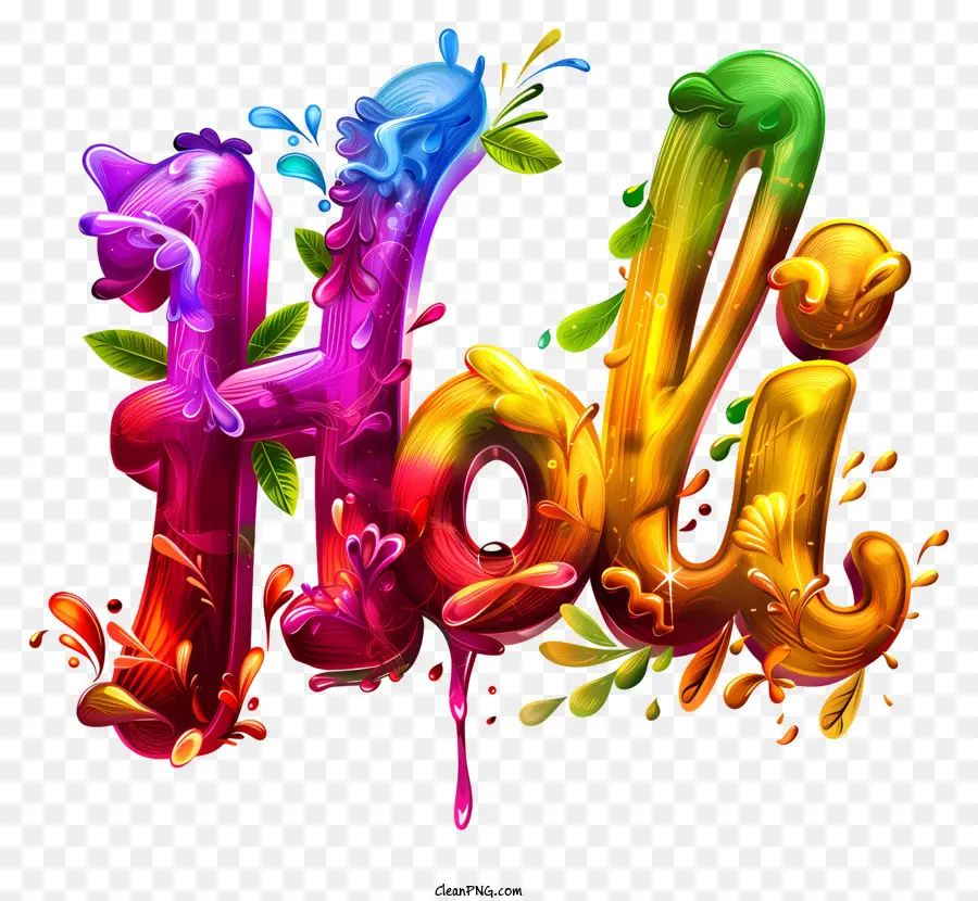 Holi，Texte Holi Aux Couleurs Vives PNG