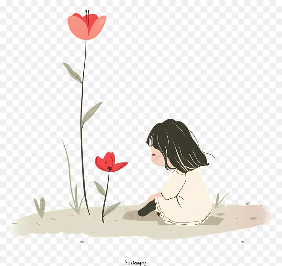 Le Printemps，Fille Avec Des Fleurs PNG