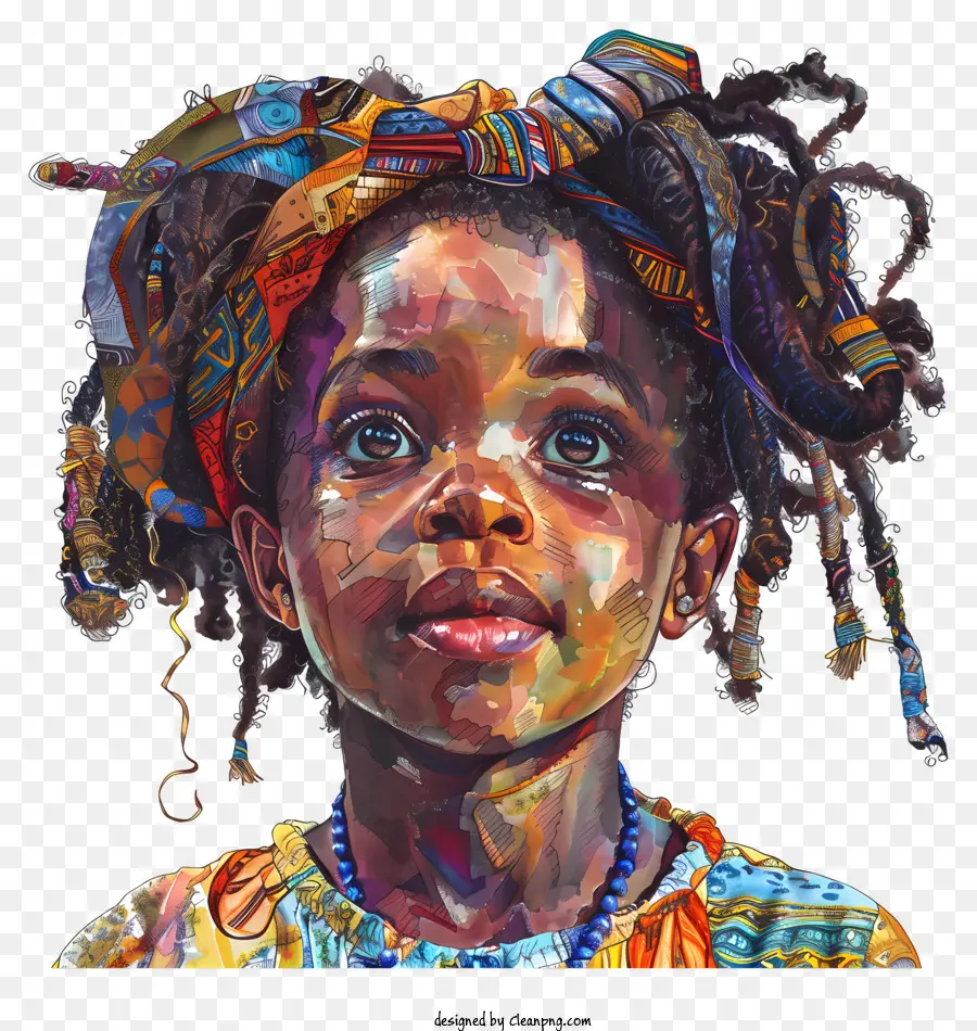 Jeune Fille Africaine，Peinture PNG