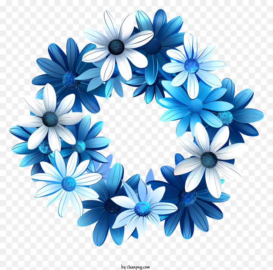 Cercle De Fleurs，Couronne De Fleurs Bleues PNG