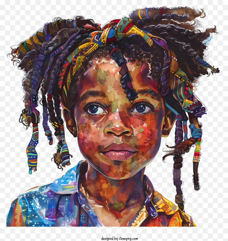 Jeune Fille Africaine，Illustration Numérique PNG