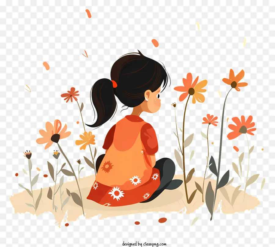 Le Printemps，Fille Avec Des Fleurs PNG