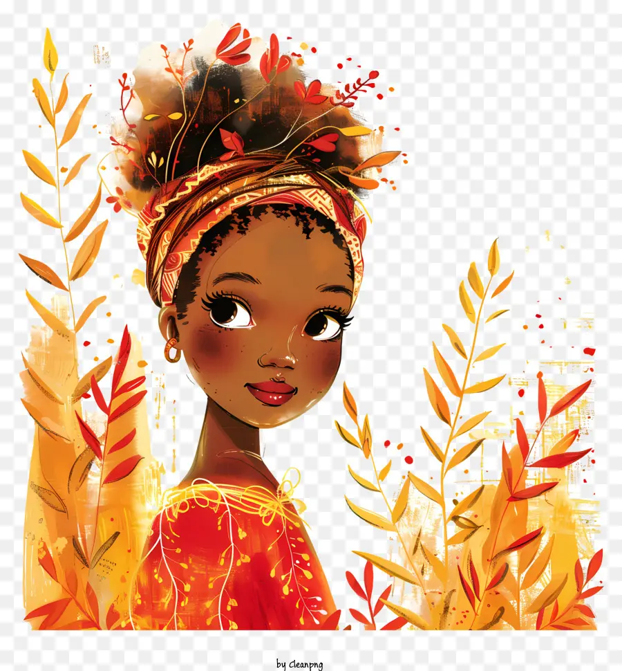 Fille Africaine，Fille Avec Foulard PNG