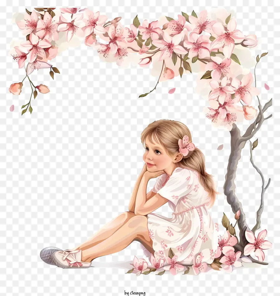 Le Printemps，Fille Avec Des Fleurs PNG