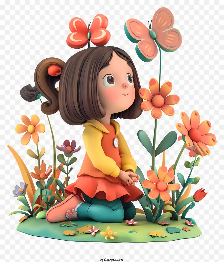 Le Printemps，Fille De Dessin Animé PNG