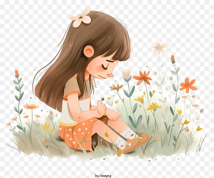 Le Printemps，Fille Avec Des Fleurs PNG