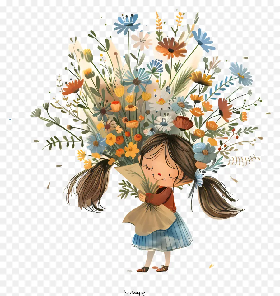 Le Printemps，Fille Avec Des Fleurs PNG