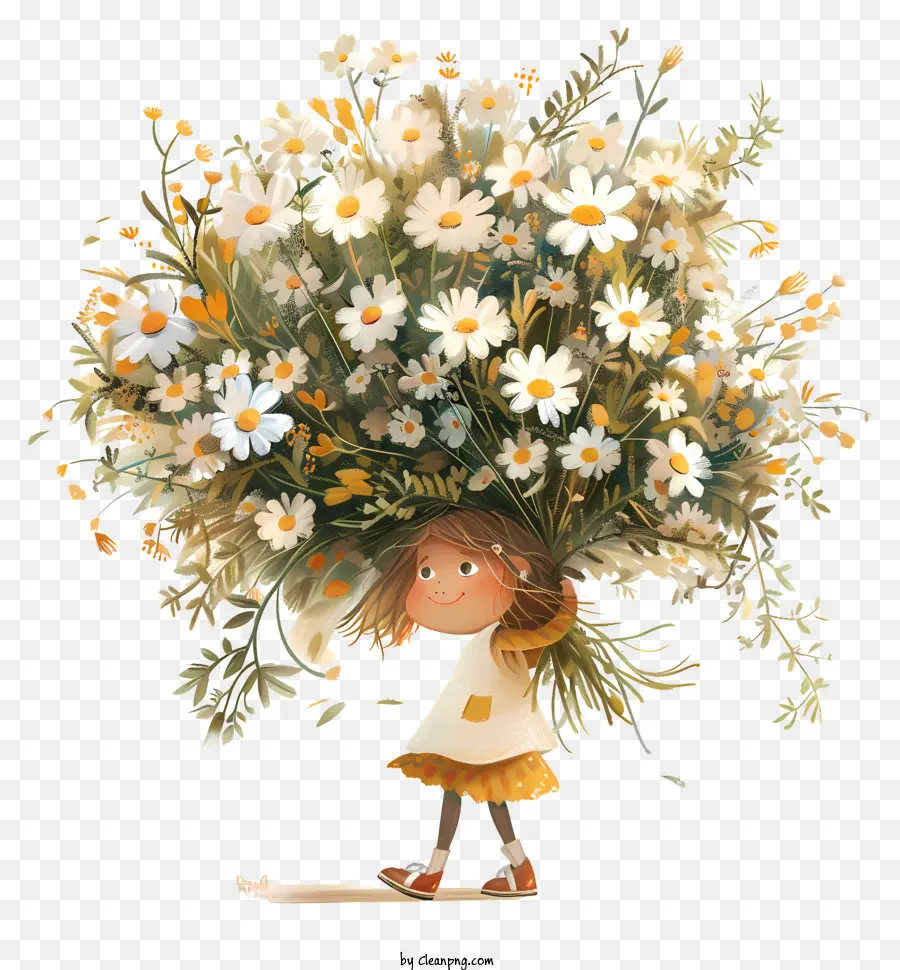 Le Printemps，Fille Avec Des Fleurs PNG