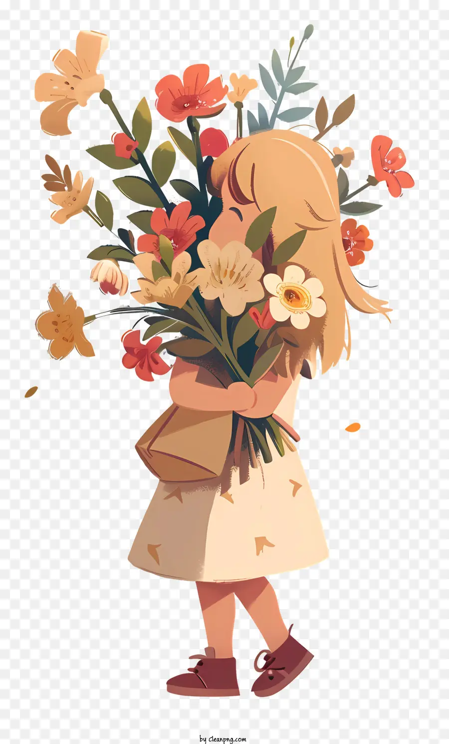 Le Printemps，Fille Avec Des Fleurs PNG