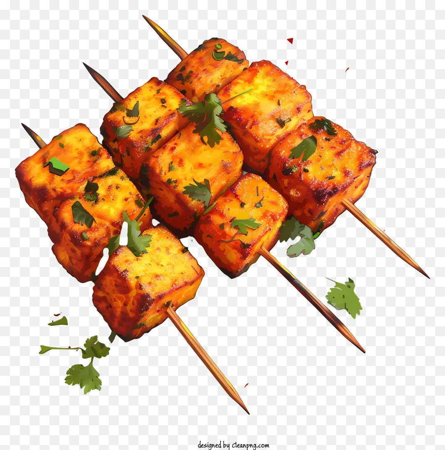 Paner Tikka，Brochettes Grillées PNG