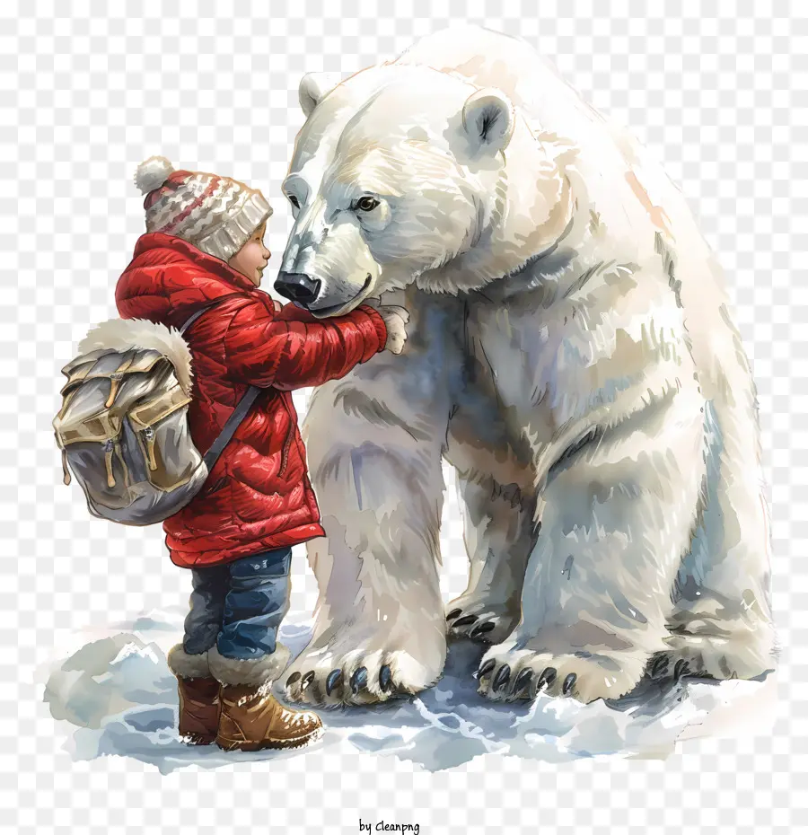 Journée Internationale De L'ours Polaire，Enfant Et Ours Polaire PNG