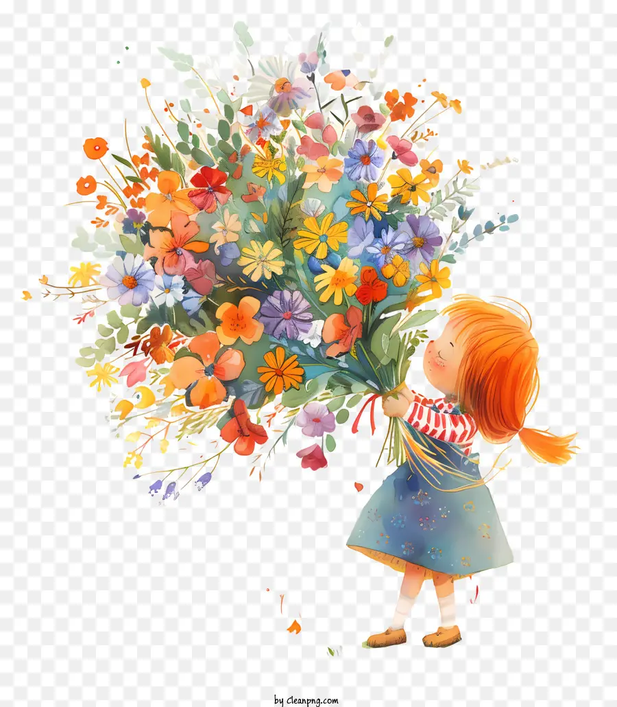 Le Printemps，Fille Avec Des Fleurs PNG