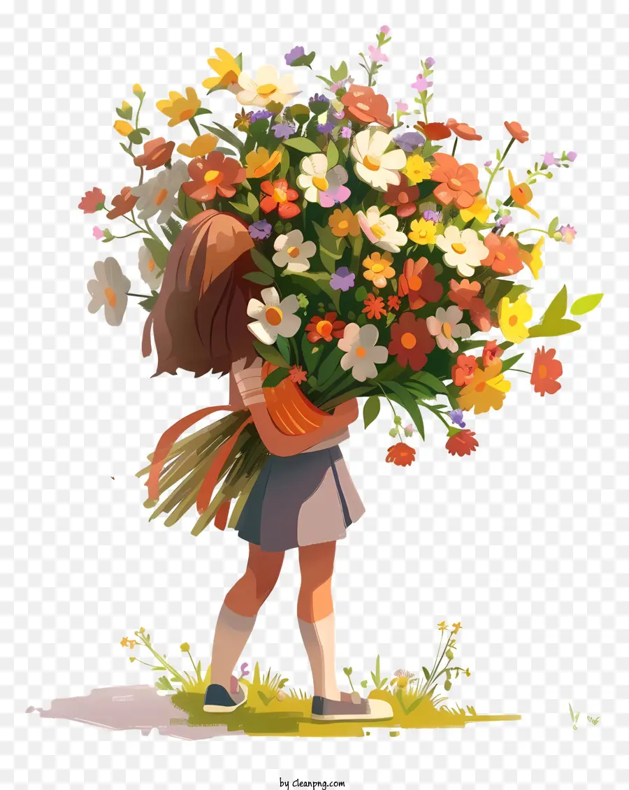 Le Printemps，Fille Avec Des Fleurs PNG