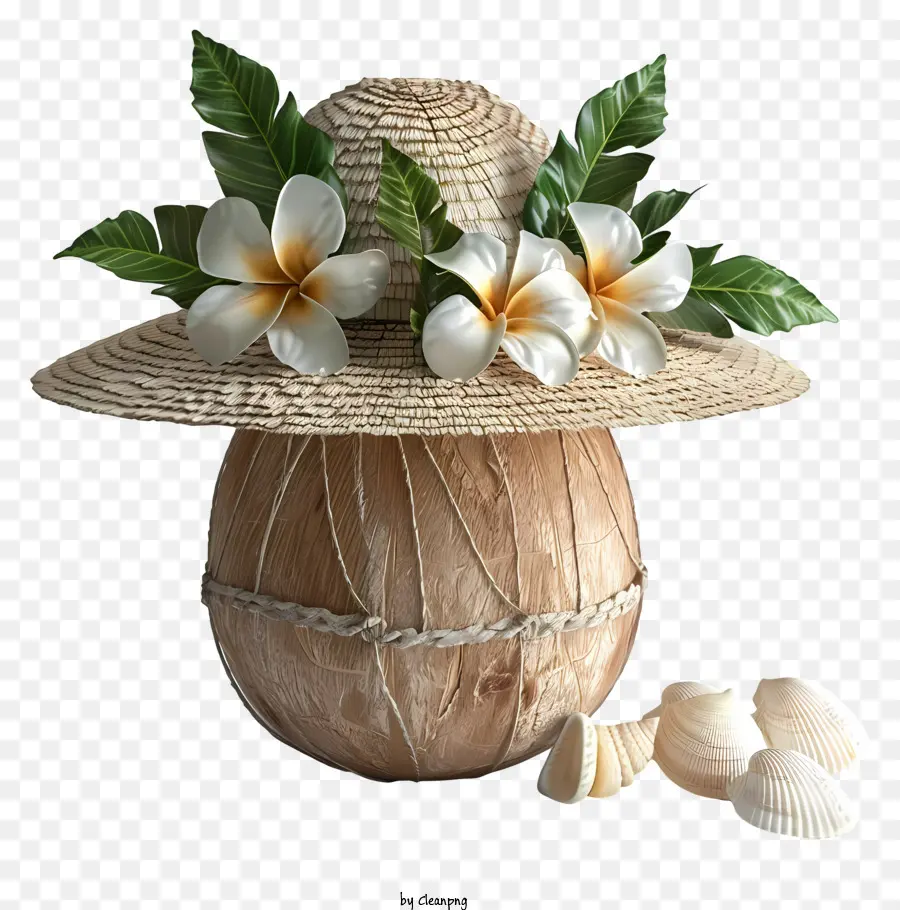 Été à La Noix De Coco，Noix De Coco Avec Chapeau PNG