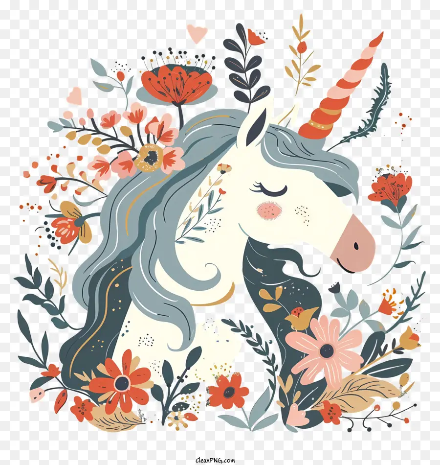 Licorne Florale，Licorne PNG