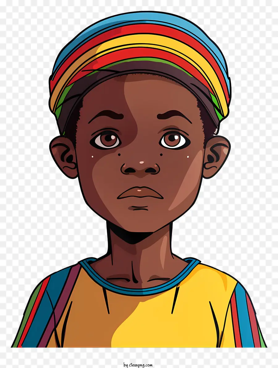 Africaine Garçon，Coloré Chapeau PNG