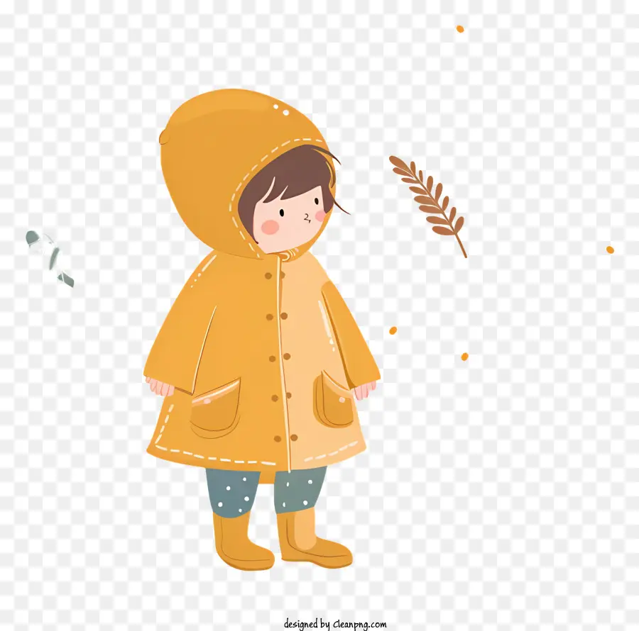 Petite Fille En Imperméable，Imperméable Jaune PNG