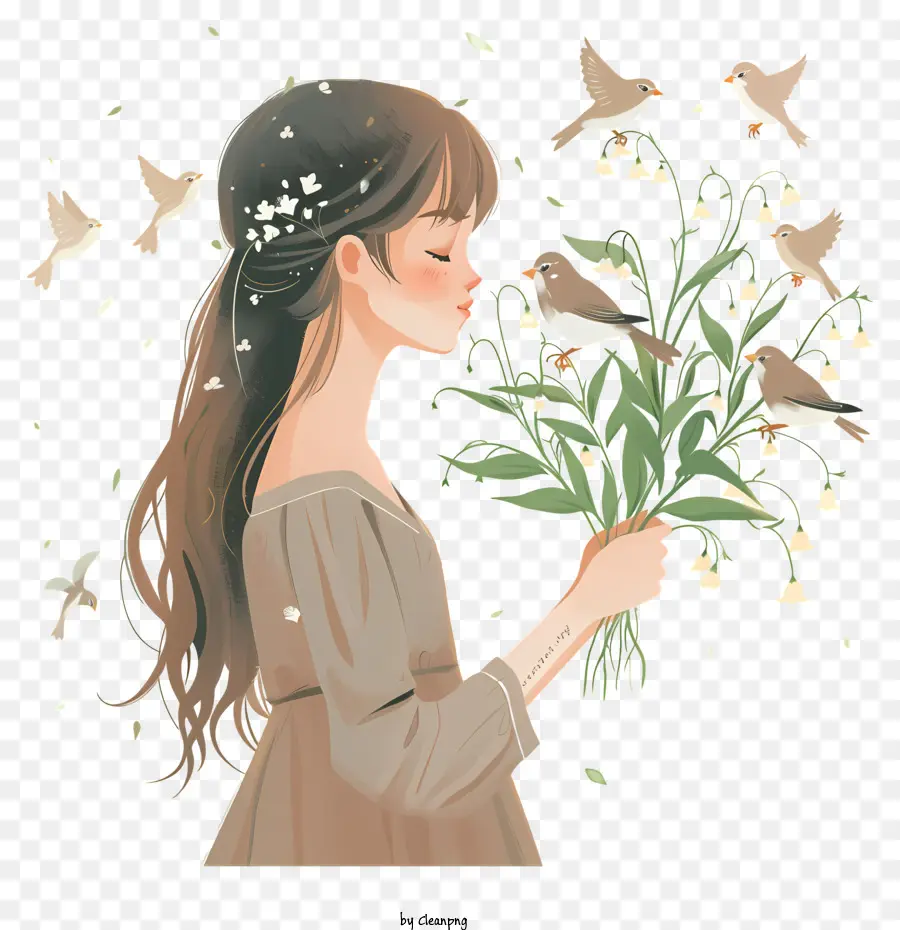 Fleur De Printemps，Fille PNG