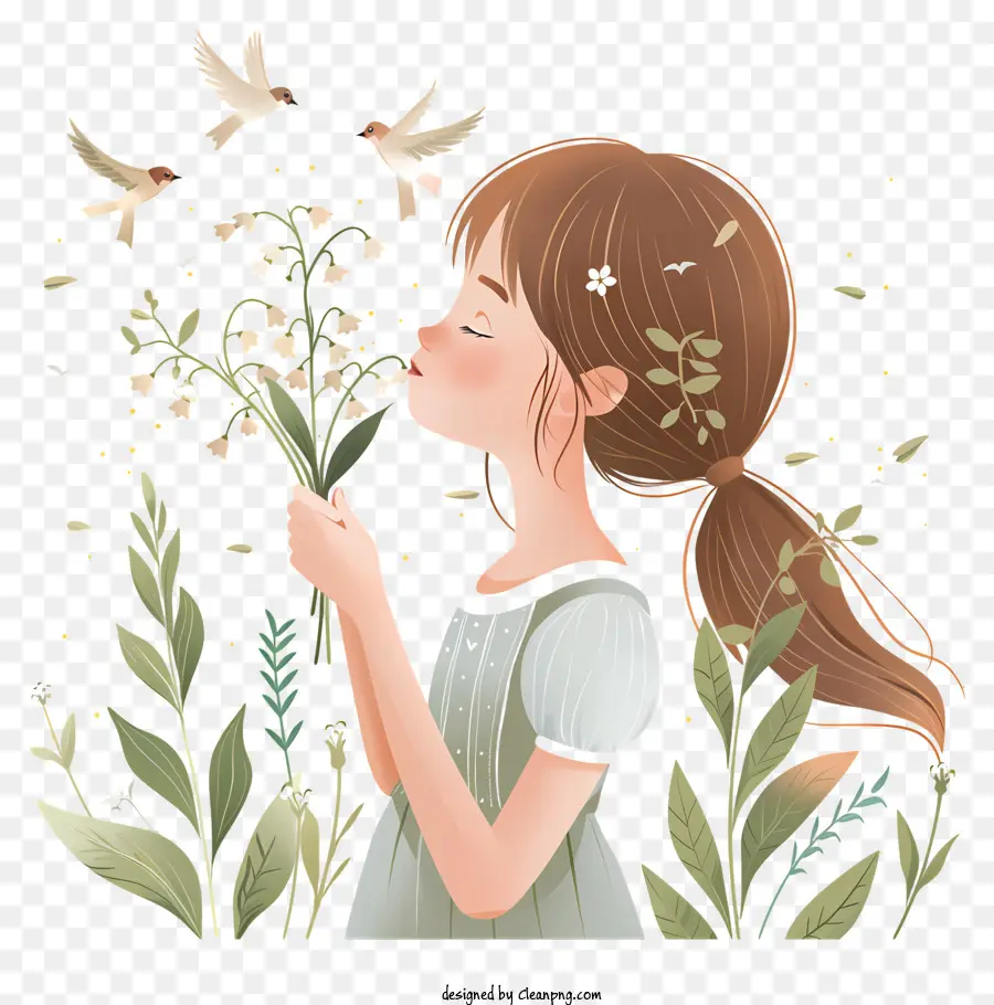 Fleur De Printemps，Fille PNG