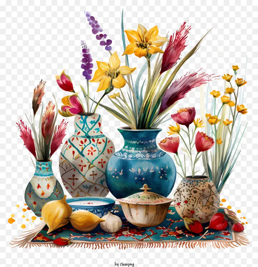 Happy Nowruz，Fleur Peinture PNG