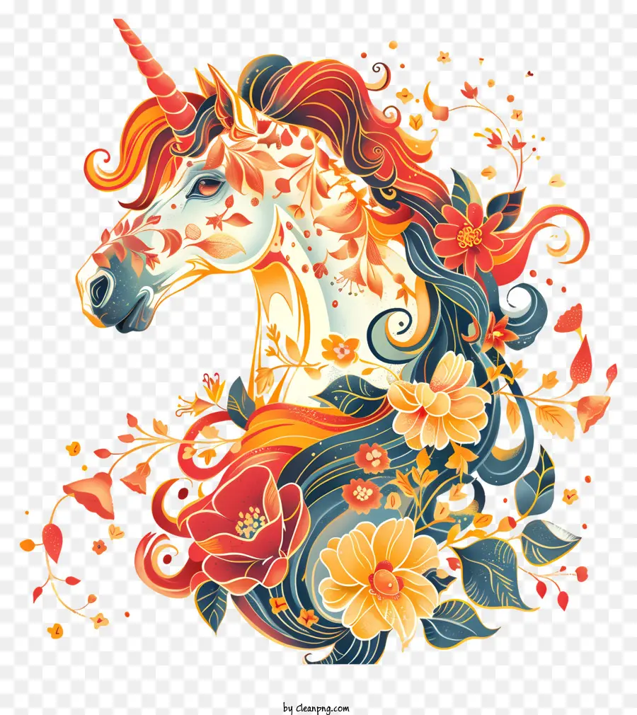 Licorne Florale，Licorne PNG