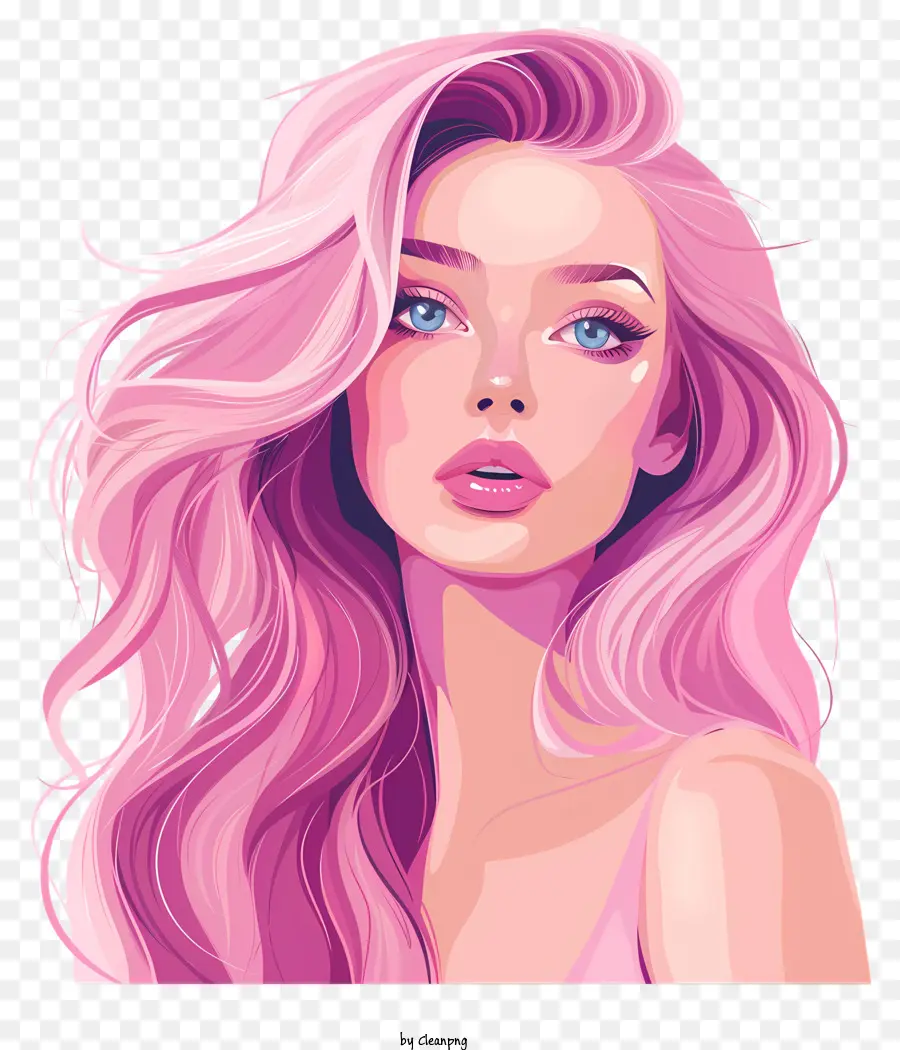 Fille De Mode，Fille Aux Cheveux Roses PNG