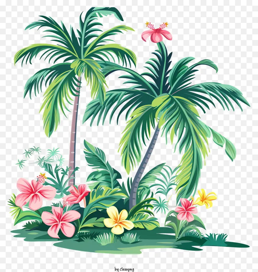 Tropical Arrière Plan，Palmiers Tropicaux PNG
