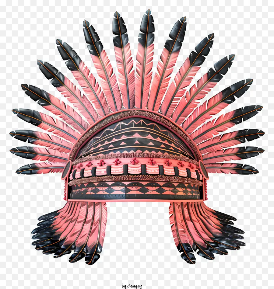 Couvre Chef Indigène，Coiffe De Plumes Roses PNG