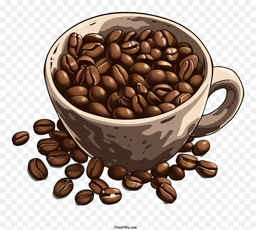 Les Grains De Café，Tasse En Céramique PNG