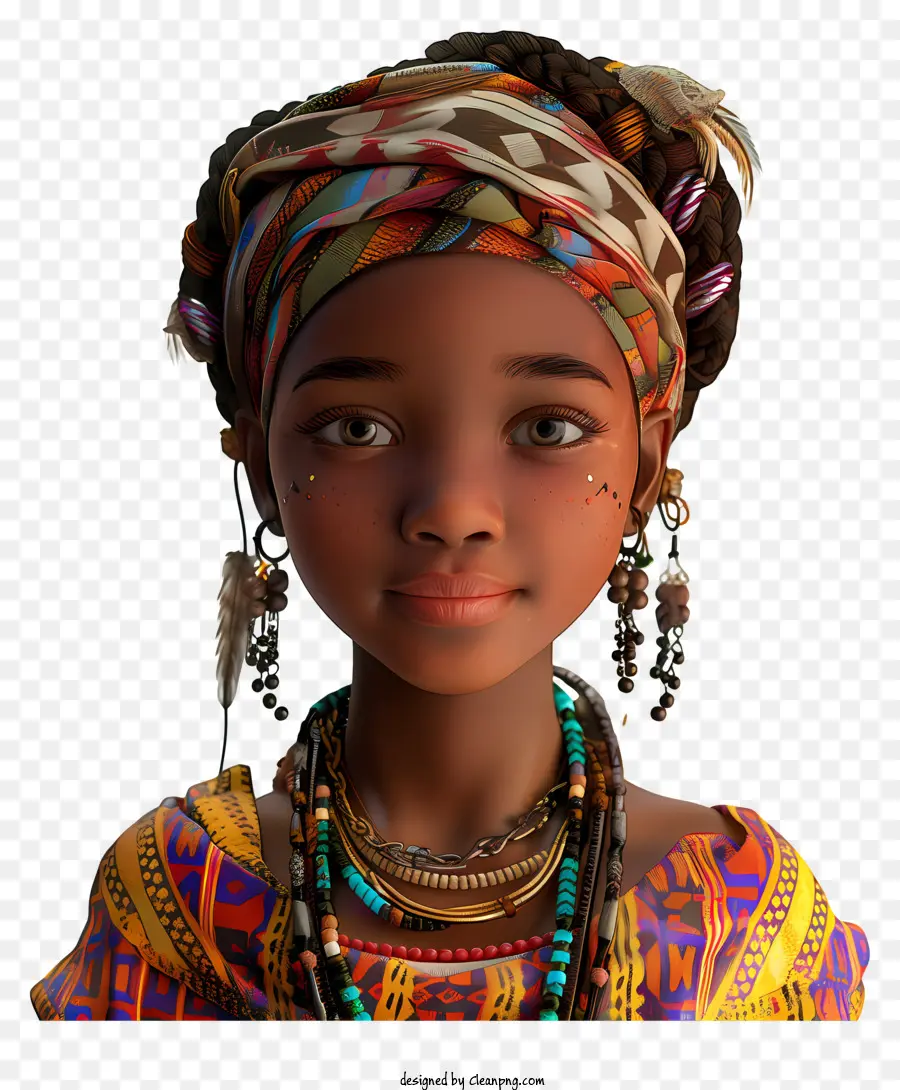 Jeune Fille Africaine，Robe Traditionnelle PNG