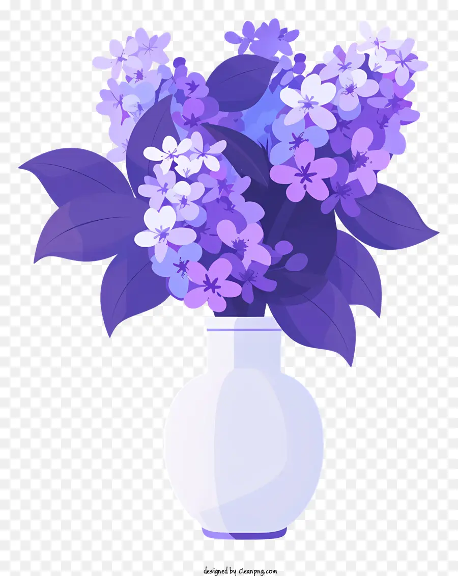 Fleurs Lilas，Vase Blanc PNG