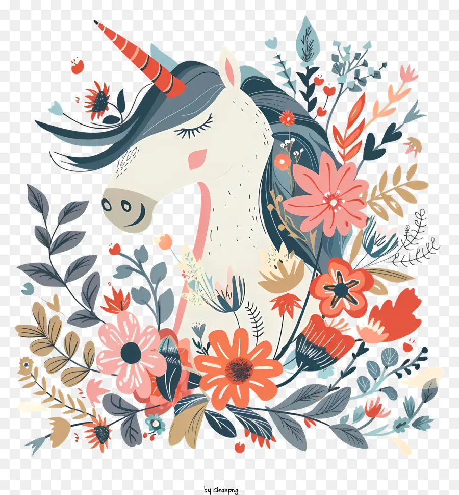 Licorne Florale，Licorne PNG