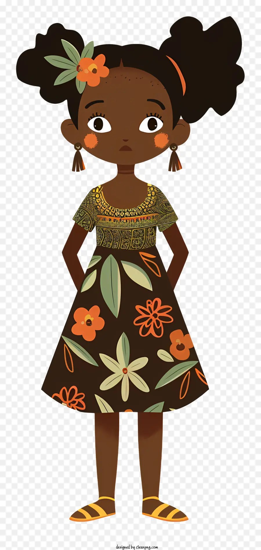 Jeune Fille Africaine，Robe à Fleurs PNG