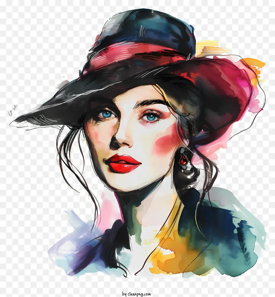 Mode Rétro，Femme Au Chapeau PNG