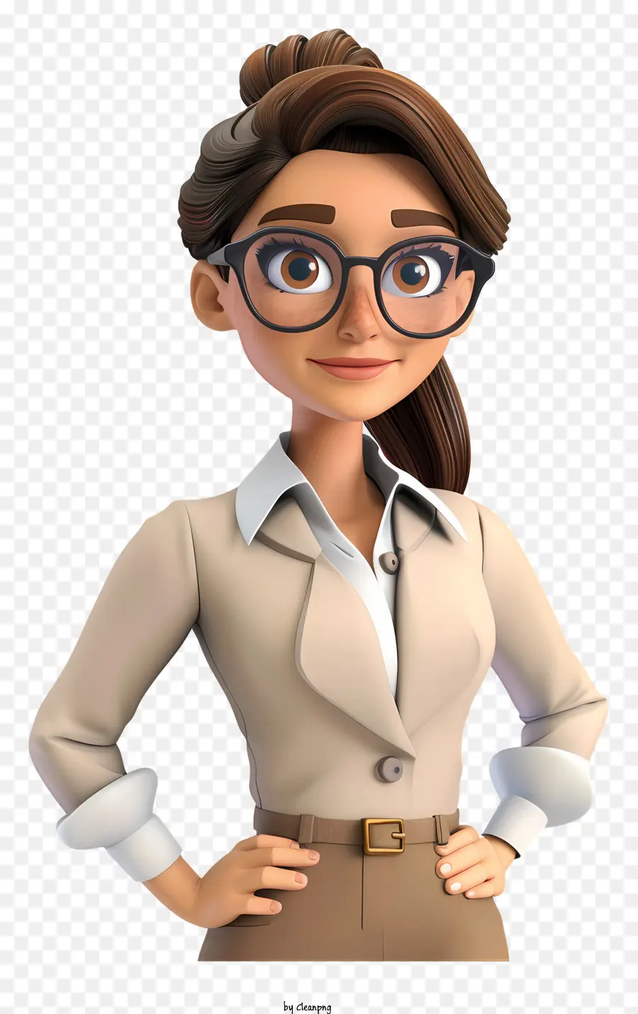 Caricature De Femme D'affaires，Femme Animée Avec Des Lunettes PNG