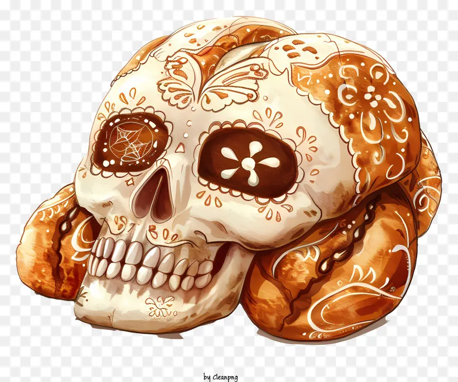 Pan De Muerto，Pain De Crâne Décoré PNG