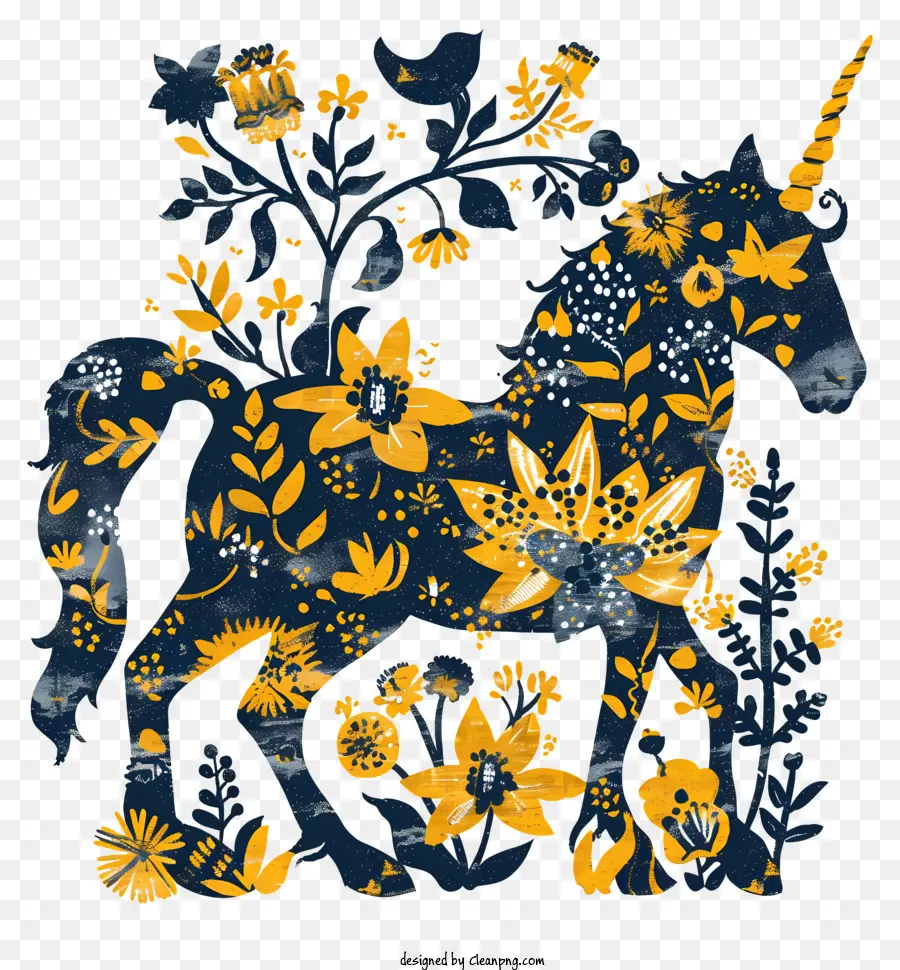 Licorne Florale，Fleurs PNG