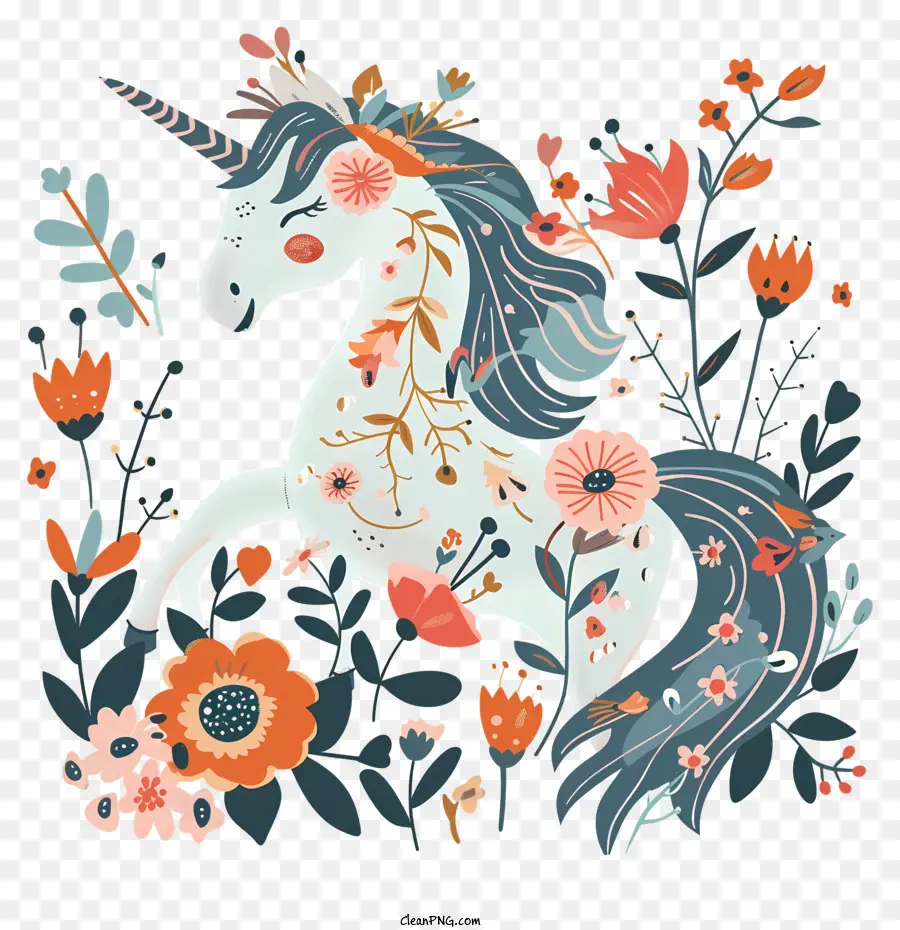 Licorne Florale，Licorne PNG