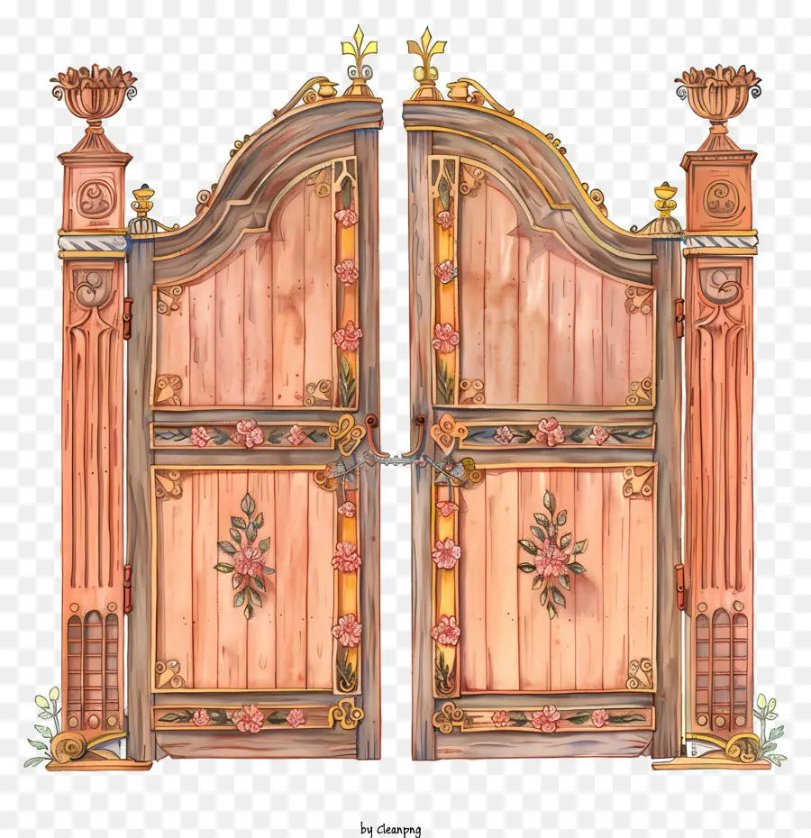 Portail De Jardin En Bois，Porte Décorative PNG